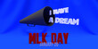 Leinwandbild Motiv Martin Luther King Day conceopt. 3D rendered January 20 I have a dream Martin Kuther King Jr day text with American flag. 
