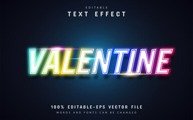 Canvas Print - Valentine text, colorful neon text effect