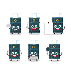 Poster - Cartoon character of oil drum with various chef emoticons