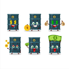 Sticker - Oil drum cartoon character with cute emoticon bring money