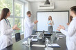 © Pixel-Shot - Team of doctors during meeting in modern clinic