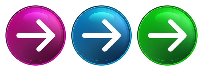 Next arrow icon magic glass design round button set illustration