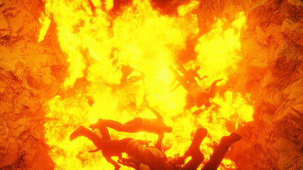 Fototapete - Hell gates. hell fire. Devil portal. Sinner. Religious concept. 3d rendering.