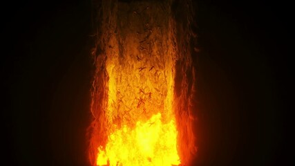 Fototapete - Sinners fall to hell fire. Religious concept. Realistic 4k animation.