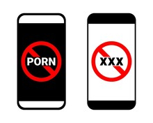 No Porn Sign. Smartphone Block Porn. Illustration Vector