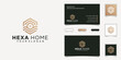 © Royin - hexagon abstract house logo design template and business card