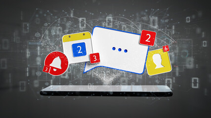 Poster - Social network notifications - 3d rendering