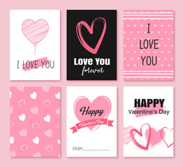 Poster - valentine's day greeting cards with hearts and symbol decoration for invitation, flyer, posters, tag