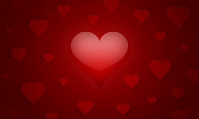 Poster - Valentine's background with red hearts. An image that represents love and passion.