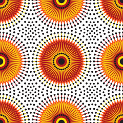 African Sunflower Pattern Design for Fabric and Textile Print