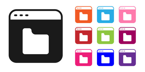 Aufkleber - Black Browser files icon isolated on white background. Set icons colorful. Vector.