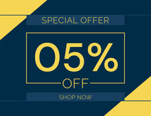 Sale Special Offer 5% Off Sign, 5 Percent Discount Sale Minimal Banner Vector Illustration