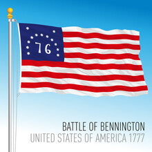USA, Historical Flag, Battle Of Bennington, Year 1777, United States Of America, Vector Illustration