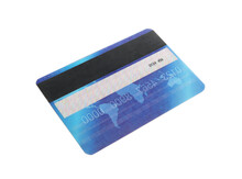 Blue Plastic Credit Card Isolated On White
