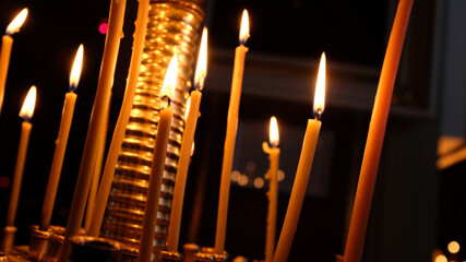 Aufkleber - burning candles in the orthodox church. christian faith