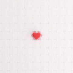 Poster - Heart is on white puzzle, Valentine concept, 3d rendering.