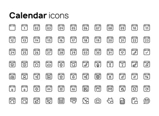 Fototapete - Calendar. High quality concepts of linear minimalistic flat vector icons set for web sites, interface of mobile applications and design of printed products.