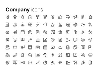 Fototapete - Company and work in office. High quality concepts of linear minimalistic flat vector icons set for web sites, interface of mobile applications and design of printed products.
