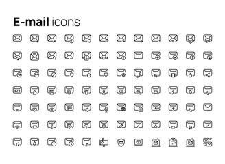 Fototapete - E-mail. High quality concepts of linear minimalistic flat vector icons set for web sites, interface of mobile applications and design of printed products.