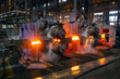 hot steel on conveyor in a steel mill