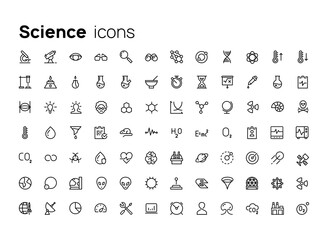 Fototapete - Science. High quality concepts of linear minimalistic vector icons set for web sites, interface of mobile applications and design of printed products.