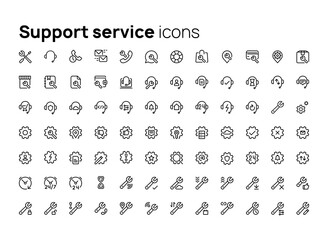 Fototapete - Support service. High quality concepts of linear minimalistic vector icon set for web sites, interface of mobile applications and design of printed products.