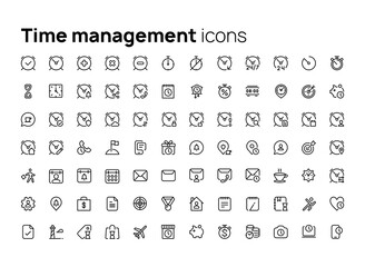 Fototapete - Time management. High quality concepts of linear minimalistic vector icon set for web sites, interface of mobile applications and design of printed products.