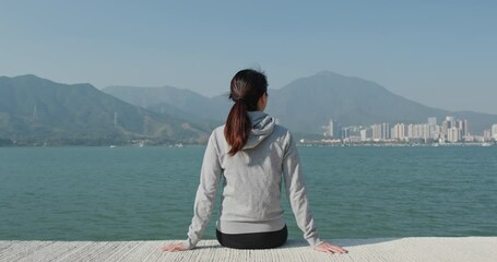 Sticker - Woman sit at the seaside