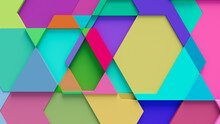 Multicolored Tech Background, With A Geometric 3D Structure. Clean, Vibrant Design With Simple, Bright, Modern Forms. 3D Render