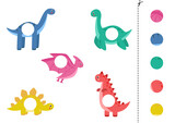 Fototapeta Dinusie - Cut and glue parts of cartoon colorful dinosaurs.
