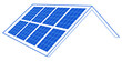 solar panel on white background and roof