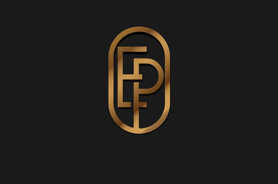 Abstract Initial E and P Logo, Gold Line Monogram style, usable for brand, card and company, logo design template element,vector illustration