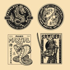 Poster - Japanese martial arts fight club labels