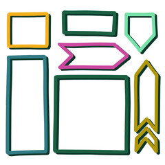 Fototapete - Hand drawn graphic decorative elements. Bullet journal web visual infographic sketch frames shapes rectangulars arrows colorful isolated vector object set.
