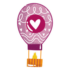 Sticker - love hot air balloon romantic decoration in cartoon style design