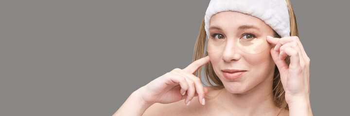 eye patch procedure. facial treatment. dermatology spa. detox therapy. rejuvenation skincare beauty.