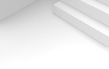 Fototapete - 3d rendering. clean empty white stair with gray floor wall background.