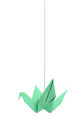 Wall Mural - A green folding paper bird