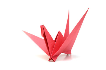 Wall Mural - origami red bird paper, front view