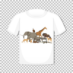 Wall Mural - Wild animal group design on t-shirt isolated on transparent background