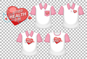 Poster - World health day logo with set of different shirts isolated on transparent background