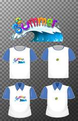 Sticker - Summer font logo with many types of shirts on transparent background