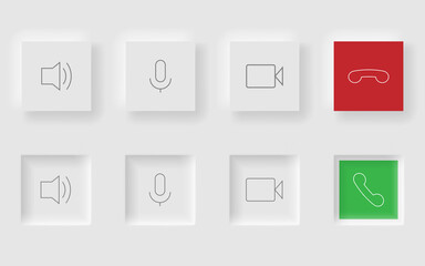 Fototapete - White square buttons in Neomorphism design style. Communication buttons set modern buttons. Vector