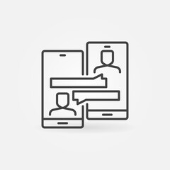 Poster - Online Communication with Smartphone outline vector concept icon or design element