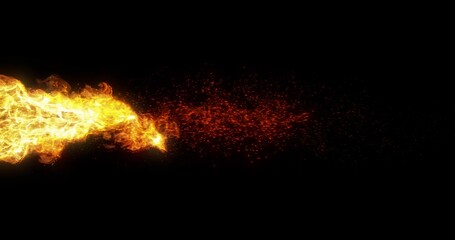 Poster - pillar of fire. column of flames and ember. 3d render, 4k loop