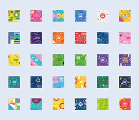 Poster - bundle of thirty geometric minimal backgrounds vector illustration design