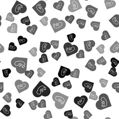 Sticker - Black Baby inside heart icon isolated seamless pattern on white background. Vector.