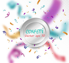 Poster - Lots of colorful tiny confetti and ribbons on transparent background. Festive event and party. Multicolor background.Colorful bright confetti isolated on transparent background	