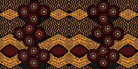 Colored African fabric (Ghana) – Seamless pattern, real cotton wax, photo 