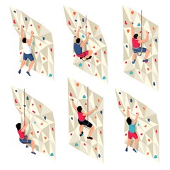 Wall Mural - Isometric Climbing Walls Set